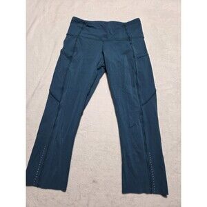 Lululemon Fast & Free High Rise Crop Leggings 19" Nulux - Blue - Size 6